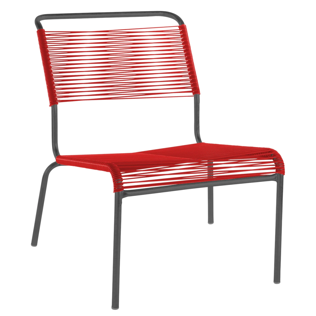 Säntis Lounger in Rot mit anthrazitfarbenem Gestell