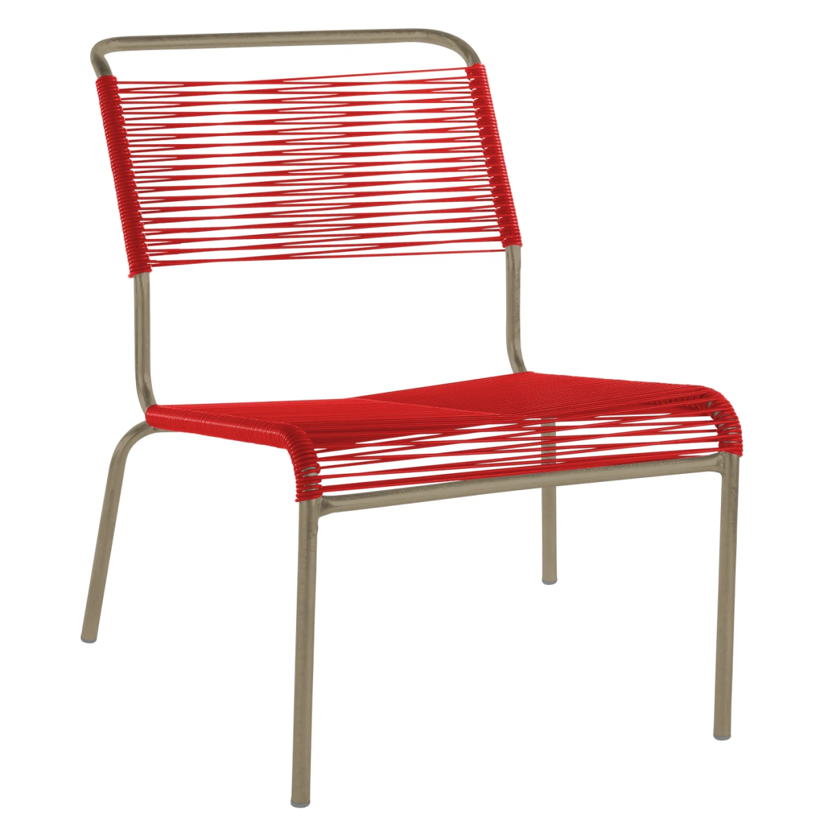 Säntis Lounger in Rot mit champagnerfarbenem Gestell