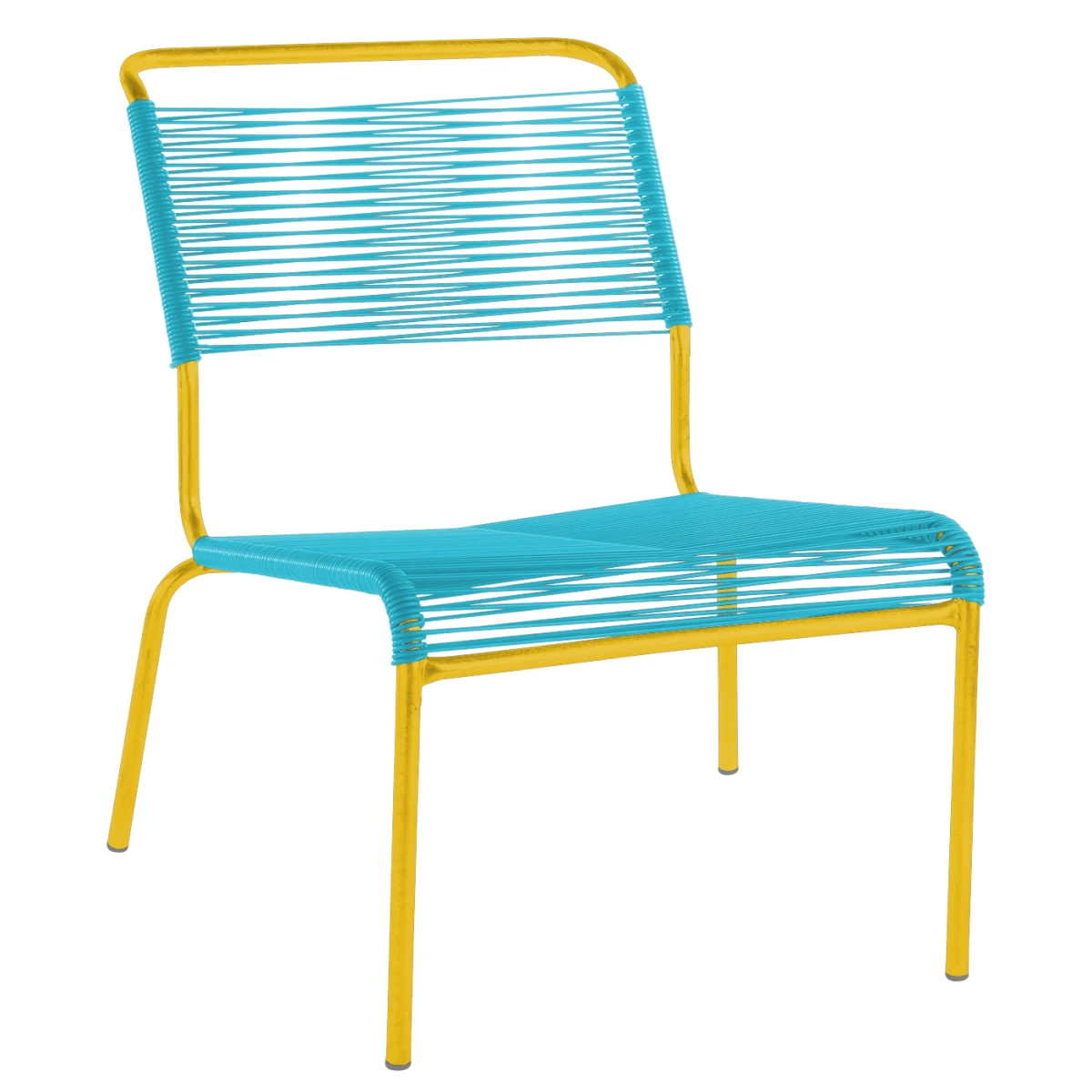 Säntis Lounger in Türkis mit gelbem Gestell