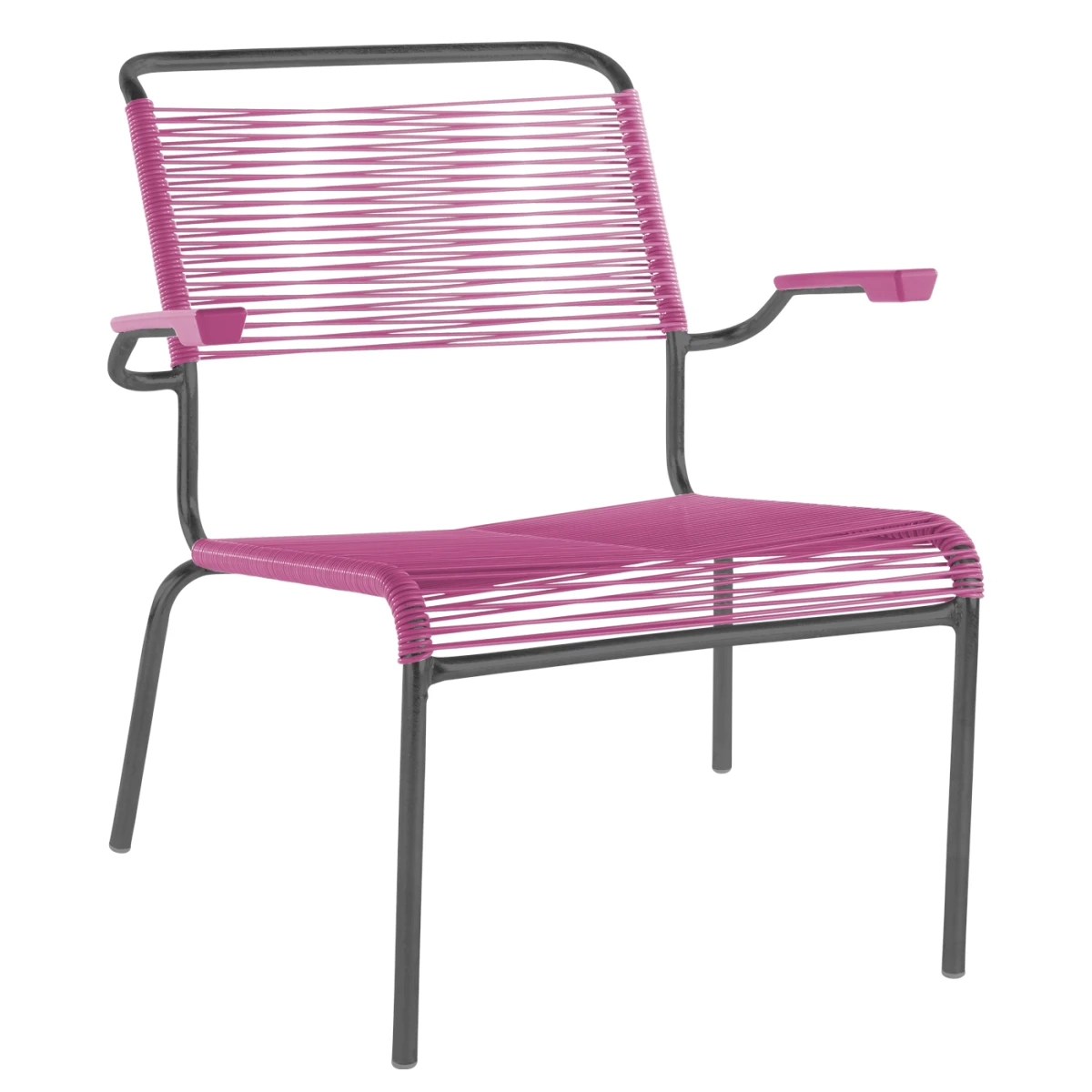 Säntis Spaghetti Lounger in Anthrazit mit lilafarbenem Gestell