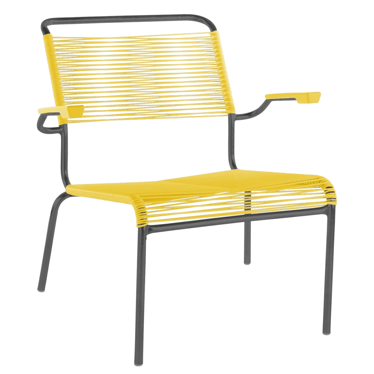 Säntis Spaghetti Lounger in Gelb mit anthrazitfarbenem Gestell