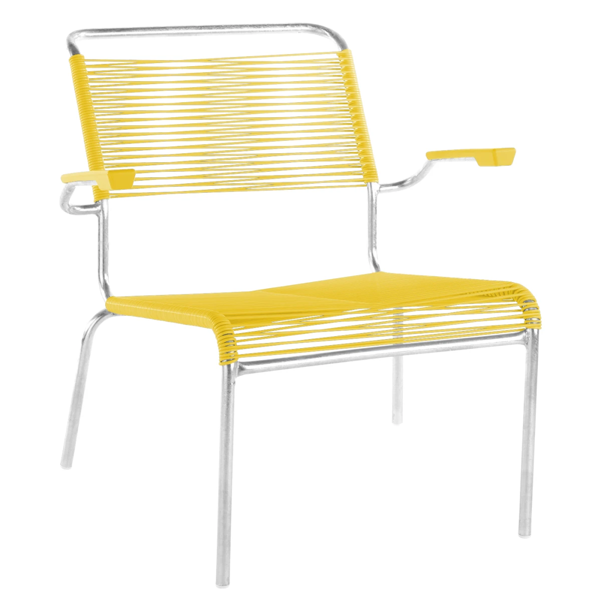 Säntis Spaghetti Lounger in Gelb mit feuerverzinktem Gestell