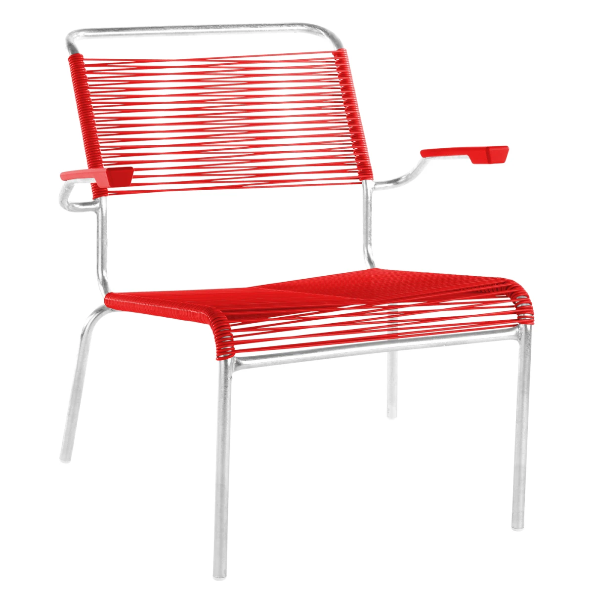 Säntis Spaghetti Lounger in Rot mit feuerverzinktem Gestell