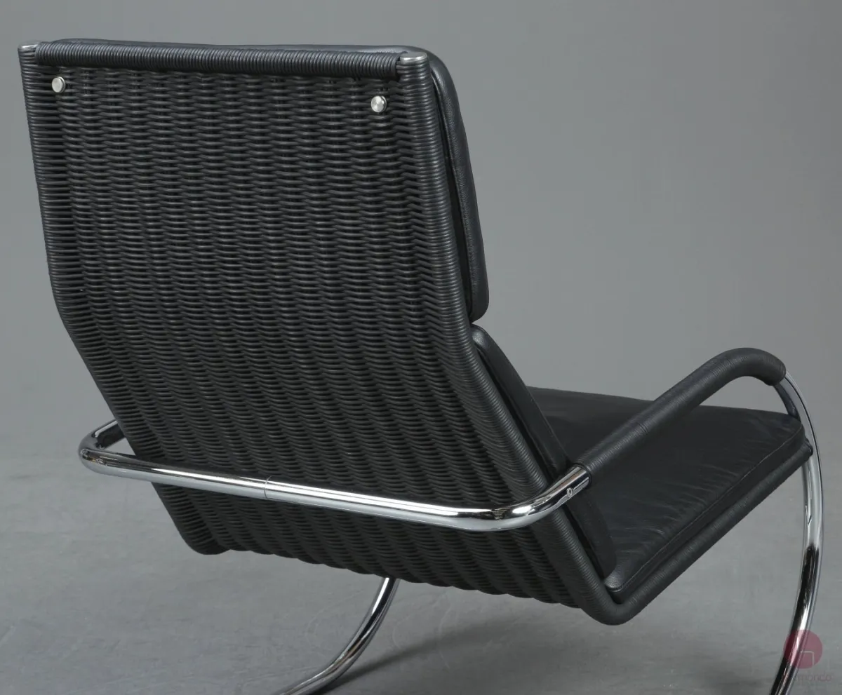 Tecta D35 Lounge Sessel mit schwarzem Leder und Gefelcht gebraucht