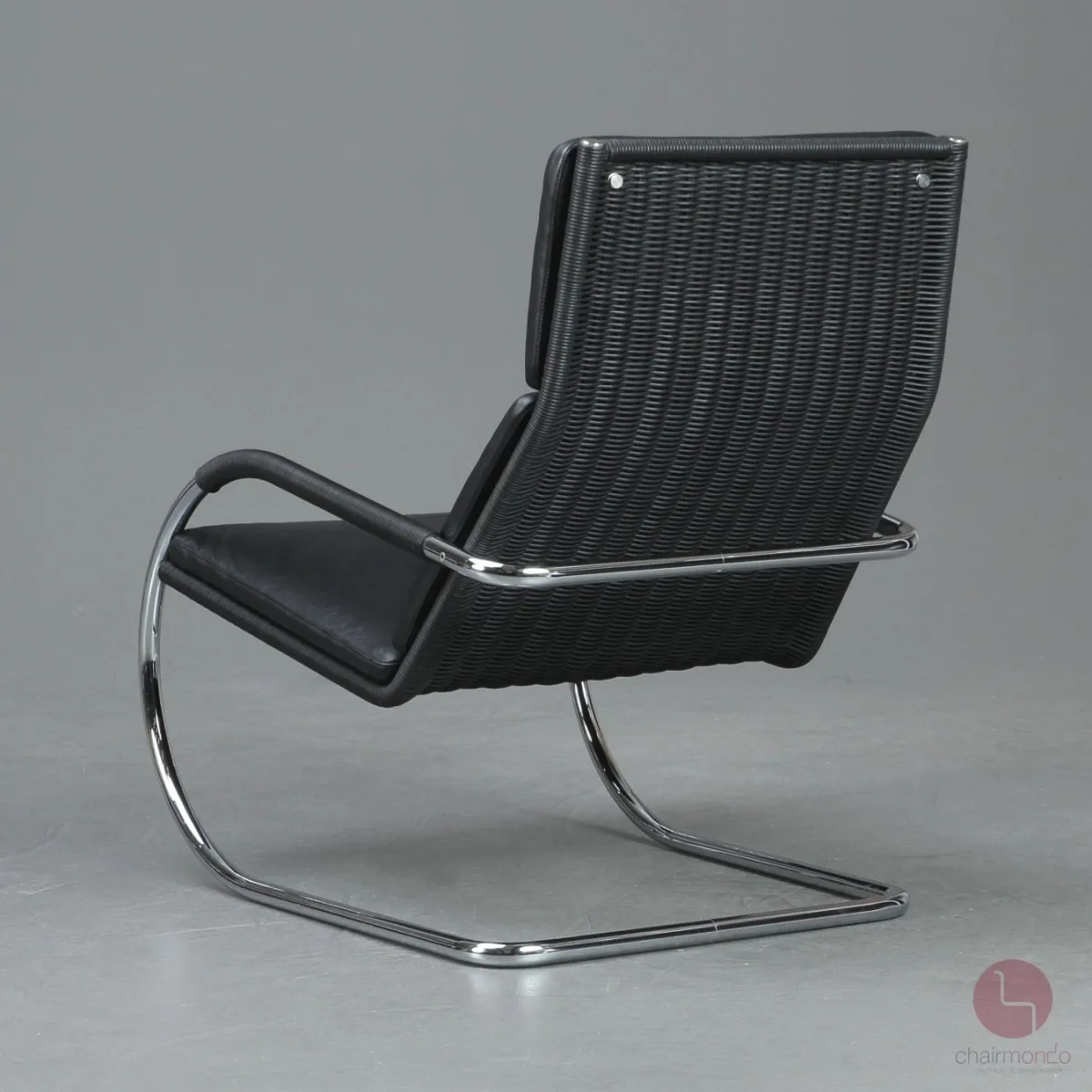 Tecta D35 Lounge Sessel mit schwarzem Leder und Gefelcht gebraucht