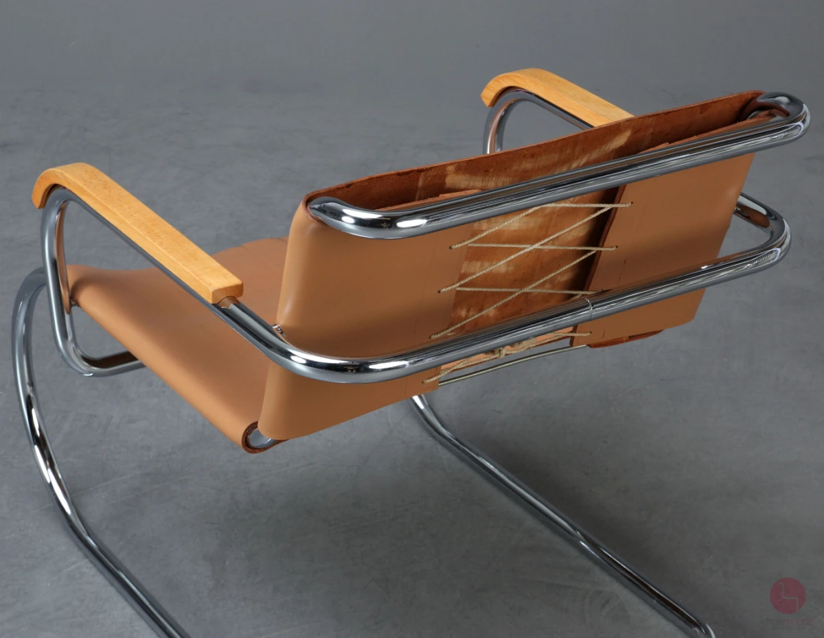 Tecta Triennale Freischwinger Sessel by Franco Albini mit beigem Leder gebraucht Tecta Triennale Freischwinger Sessel by Franco Albini mit beigem Leder gebraucht