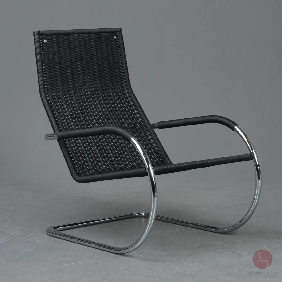 Tecta D35 Lounge Sessel mit schwarzem Leder und Gefelcht gebraucht