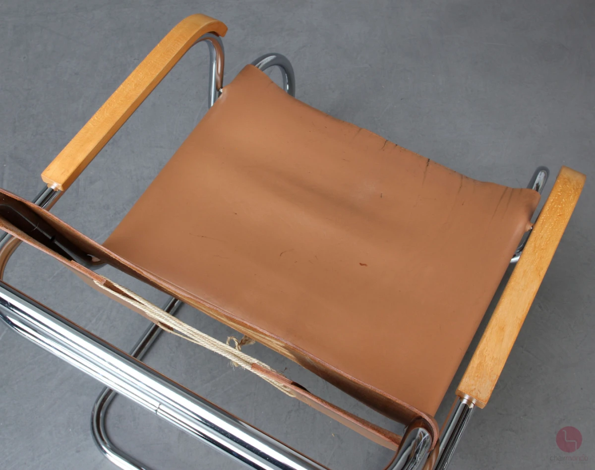 Tecta Triennale Freischwinger Sessel by Franco Albini mit beigem Leder gebraucht Tecta Triennale Freischwinger Sessel by Franco Albini mit beigem Leder gebraucht