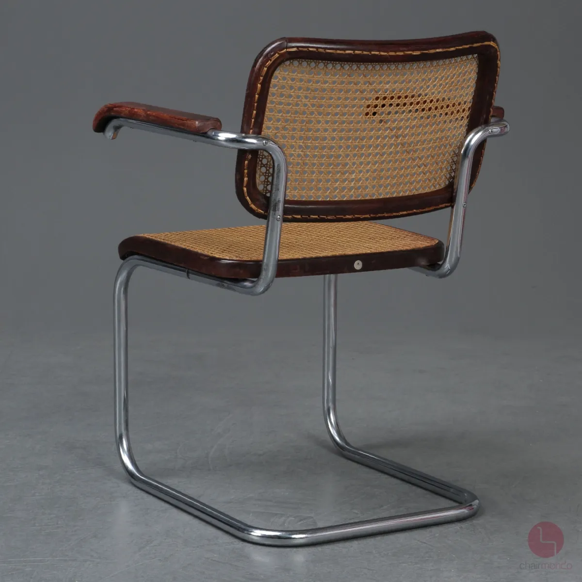 Thonet B64 Freischwinger um 1930 Bauhaus Stuhl Mahagoni mit Wiener Geflecht gebraucht