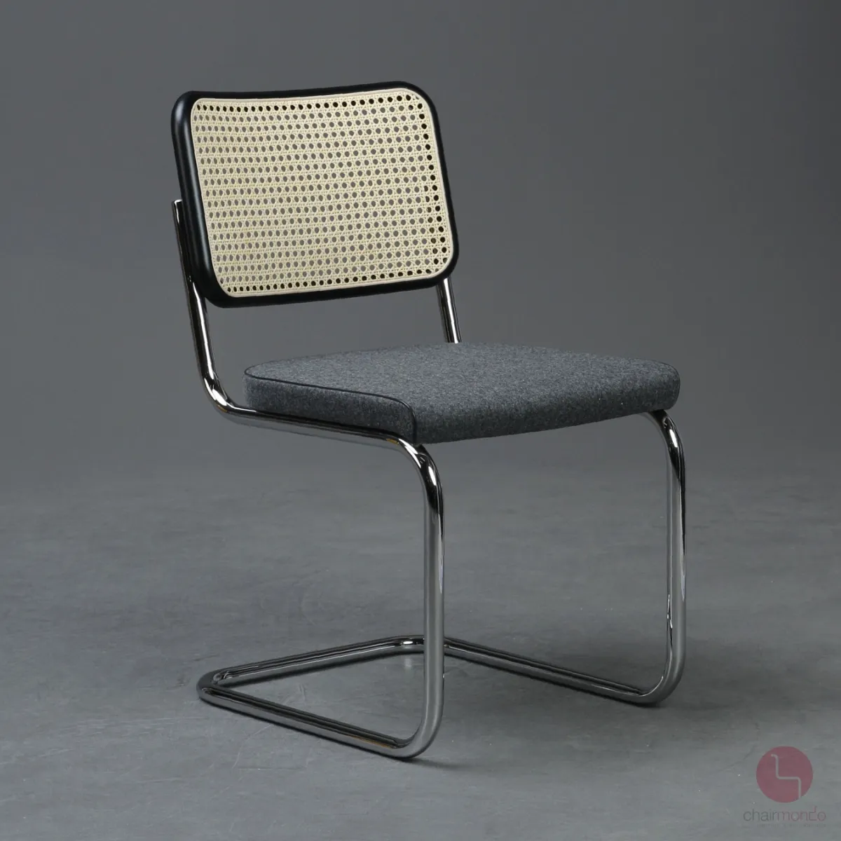 Thonet S32 SPV Freischwinger Stoff Grau mit Geflecht Rückenlehne gebraucht