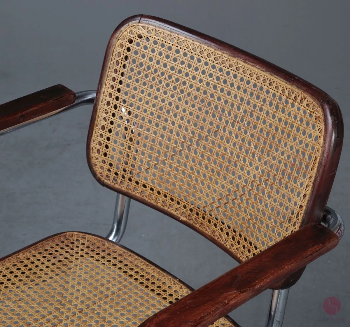 Thonet B64 Freischwinger um 1930 Bauhaus Stuhl Mahagoni mit Wiener Geflecht gebraucht