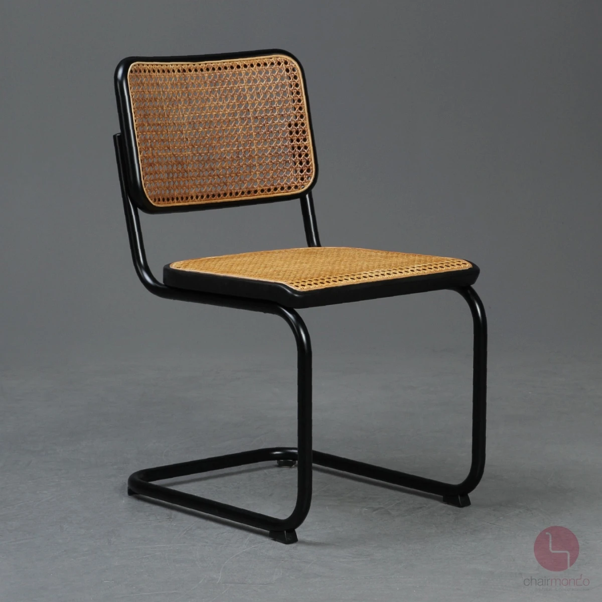 Thonet S32 Freischwinger, Gestell Schwarz mit Wiener Geflecht, gebraucht