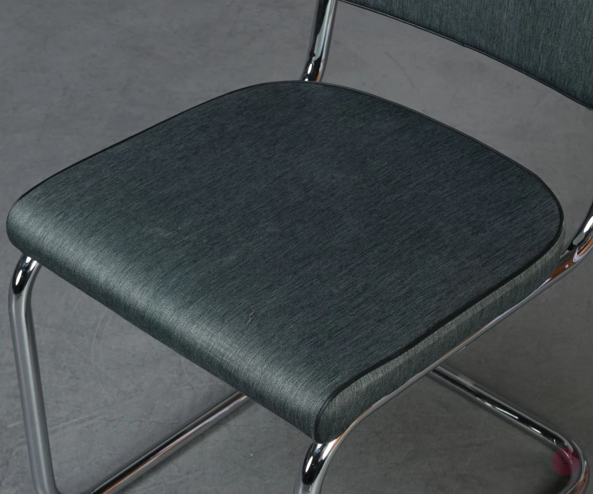 Thonet S32 PV Freischwinger Stoff Grün Grau mit Vollpolster gebraucht