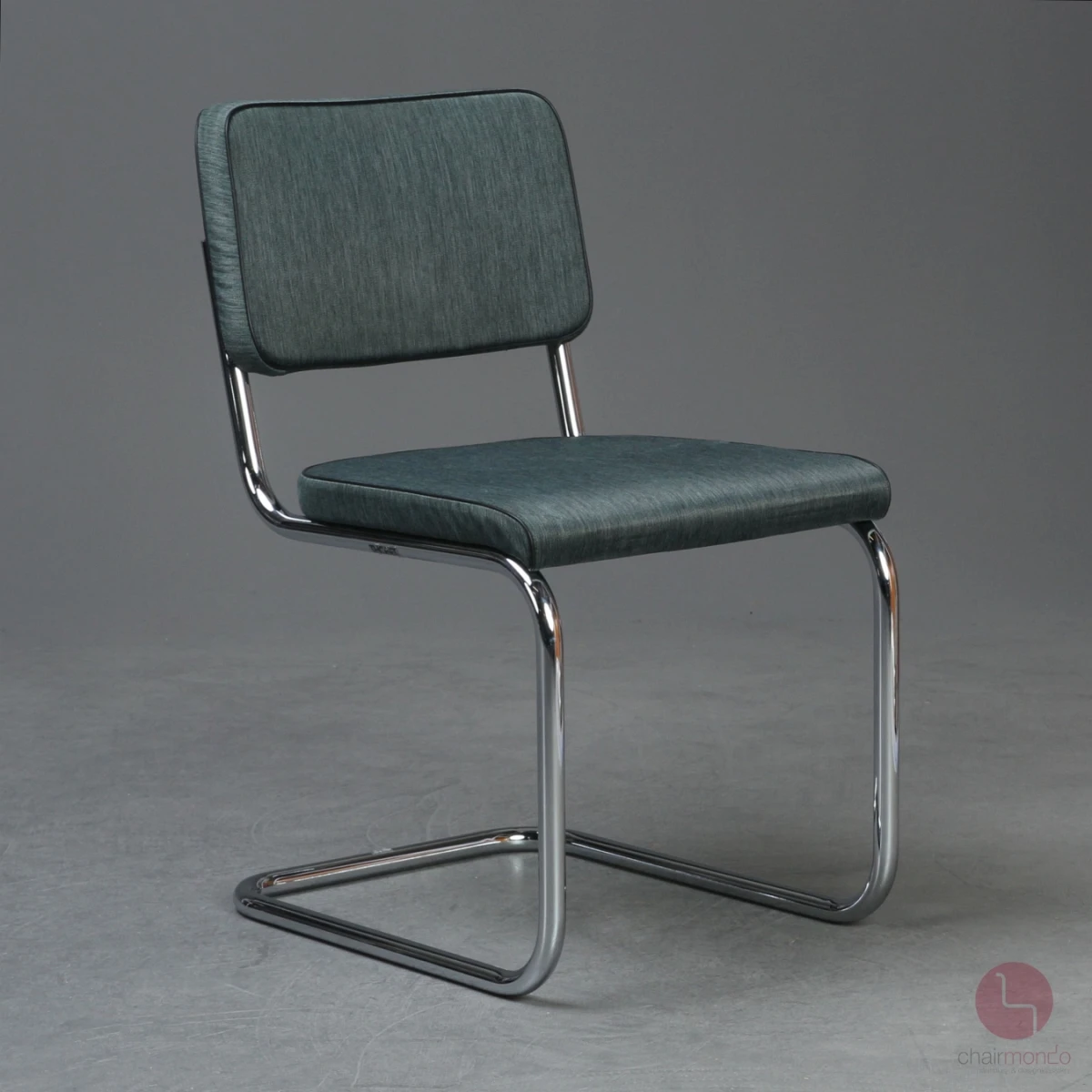 Thonet S32 PV Freischwinger Stoff Grün Grau mit Vollpolster gebraucht