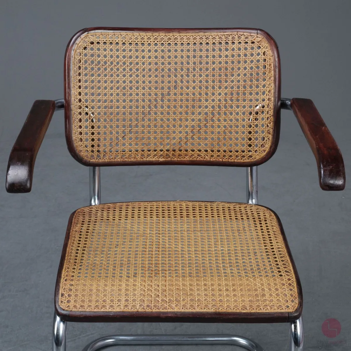 Thonet B64 Freischwinger um 1930 Bauhaus Stuhl Mahagoni mit Wiener Geflecht gebraucht