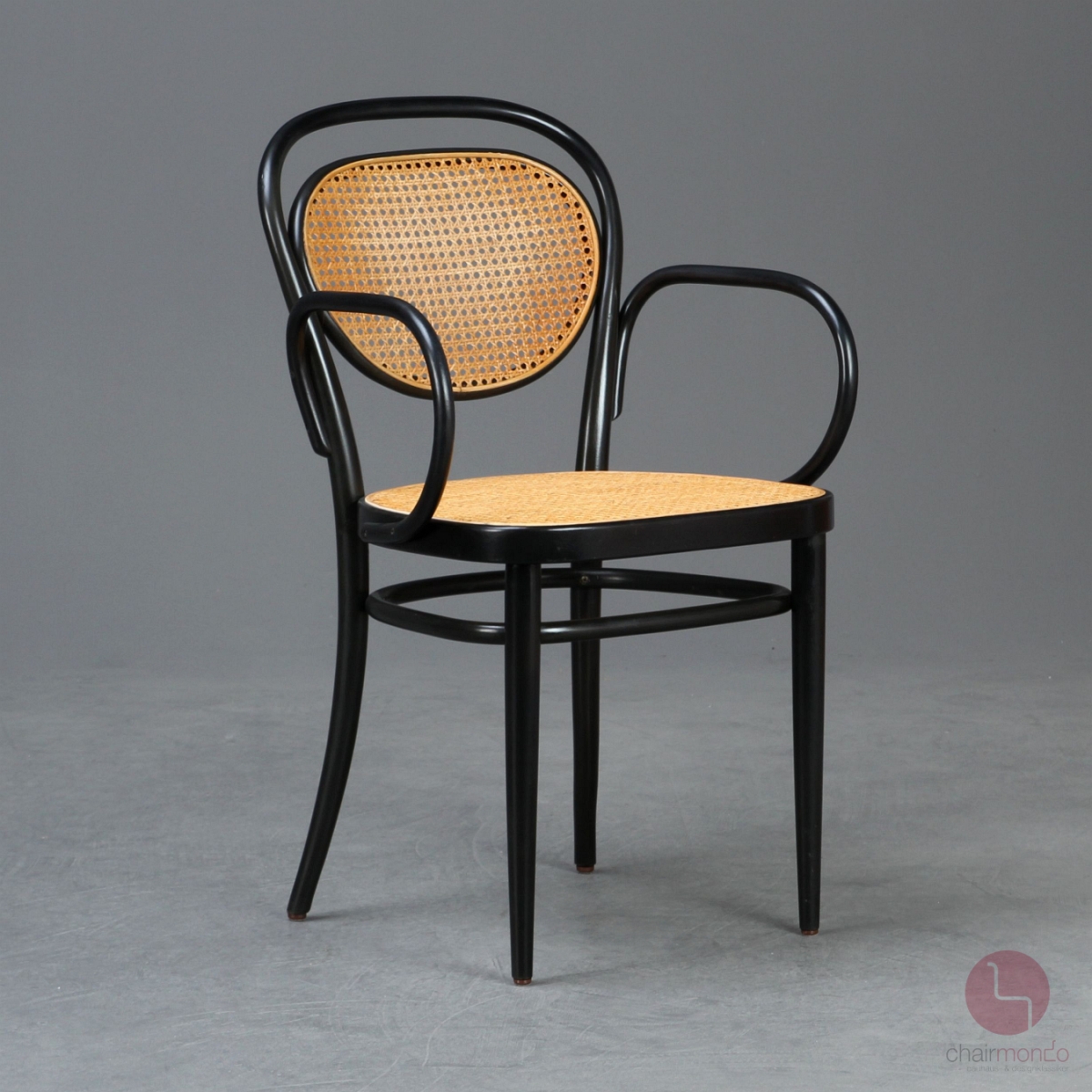 Thonet 215 RF Kaffeehaus Stuhl mit Armlehne Schwarz gebraucht