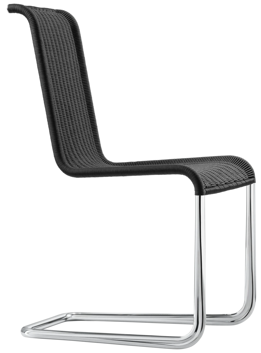 Tecta B20 Kragstuhl mit schwarzem Geflecht und schwarzem Gestell. Tecta B20 Kragstuhl mit schwarzem Geflecht und schwarzem Gestell.
