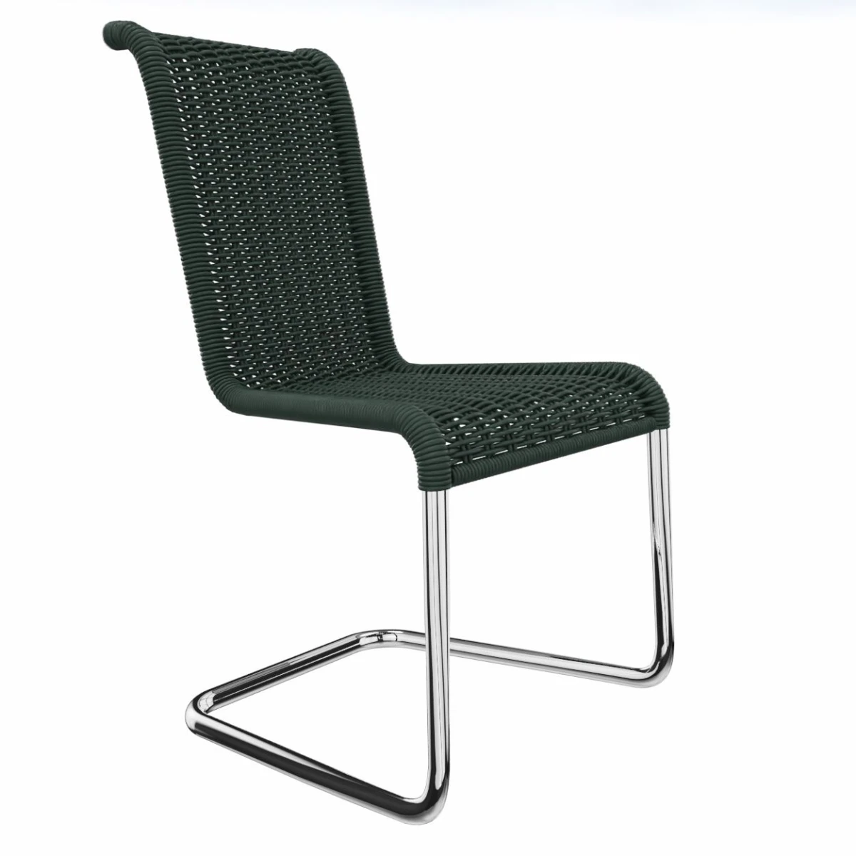 Tecta B20 Kragstuhl mit TannengruenGeflecht und schwarzem Gestell. Tecta B20 Kragstuhl mit TannengruenGeflecht und schwarzem Gestell.