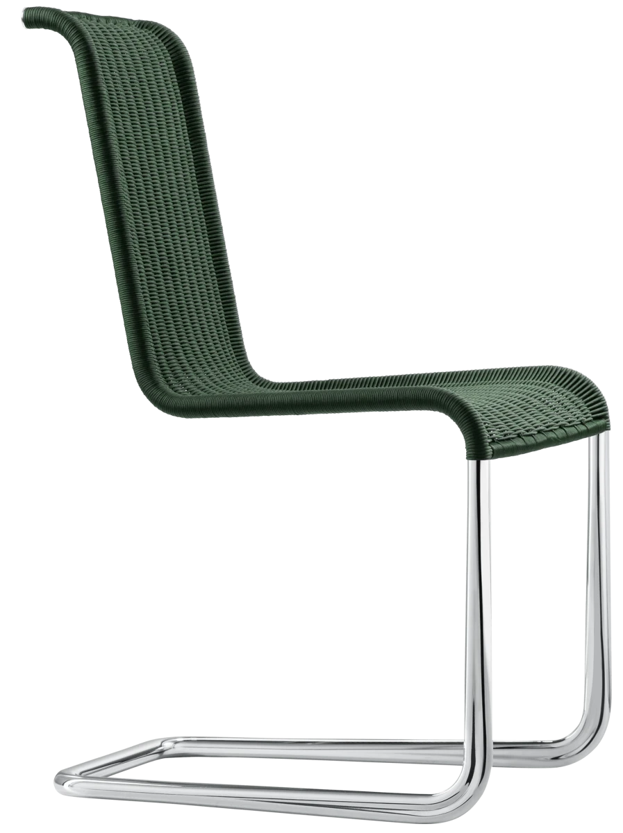 Tecta B20 Kragstuhl mit Tannengruen Geflecht und schwarzem Gestell. Tecta B20 Kragstuhl mit Tannengruen Geflecht und schwarzem Gestell.