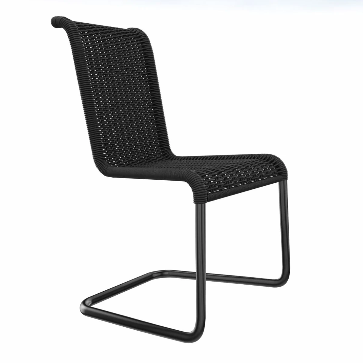 Tecta B20 Kragstuhl mit schwarzem Geflecht und schwarzem Gestell. Tecta B20 Kragstuhl mit schwarzem Geflecht und schwarzem Gestell.