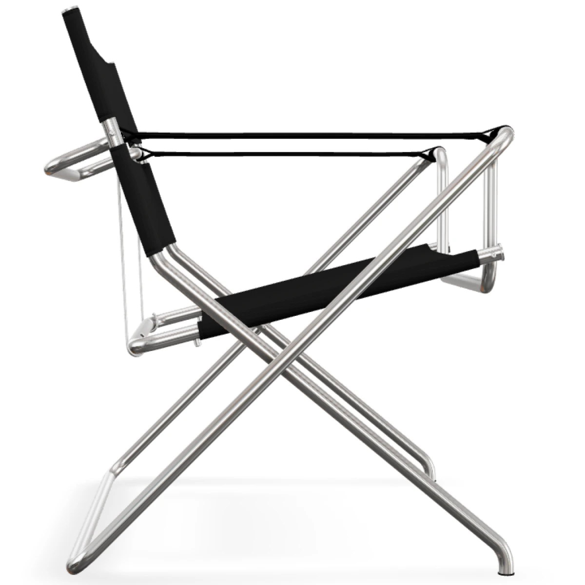 Tecta D4 faltbarer Sessel mit schwarzen Bauhaus Gurten Seitenansicht Tecta D4 faltbarer Sessel mit schwarzen Bauhaus Gurten Seitenansicht