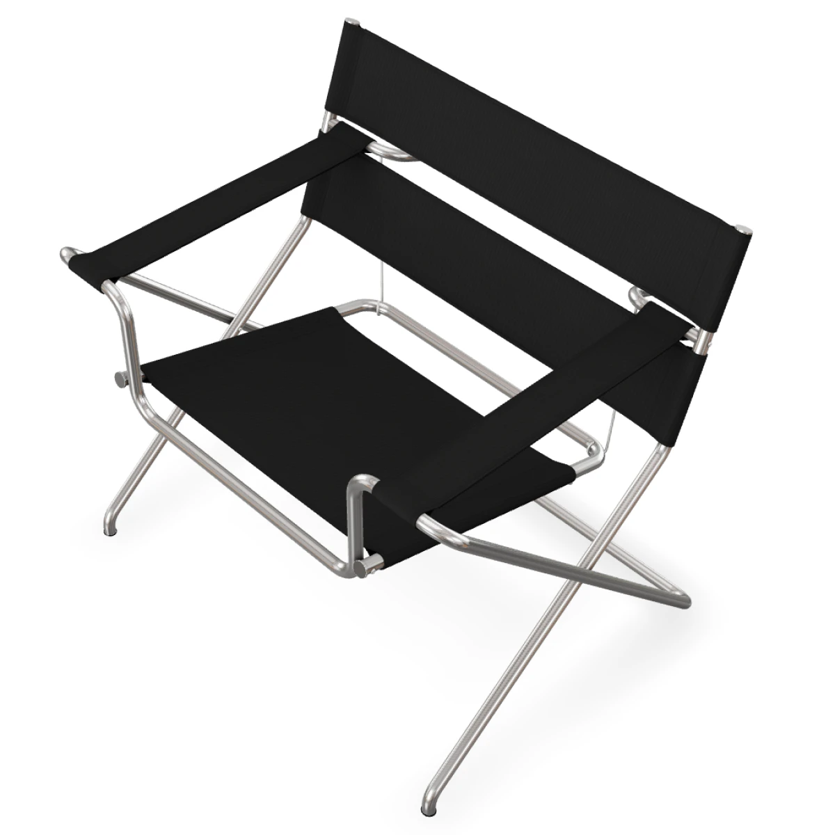 Tecta D4 faltbarer Sessel mit schwarzen Bauhaus Gurten von rechts oben Tecta D4 faltbarer Sessel mit schwarzen Bauhaus Gurten von rechts oben
