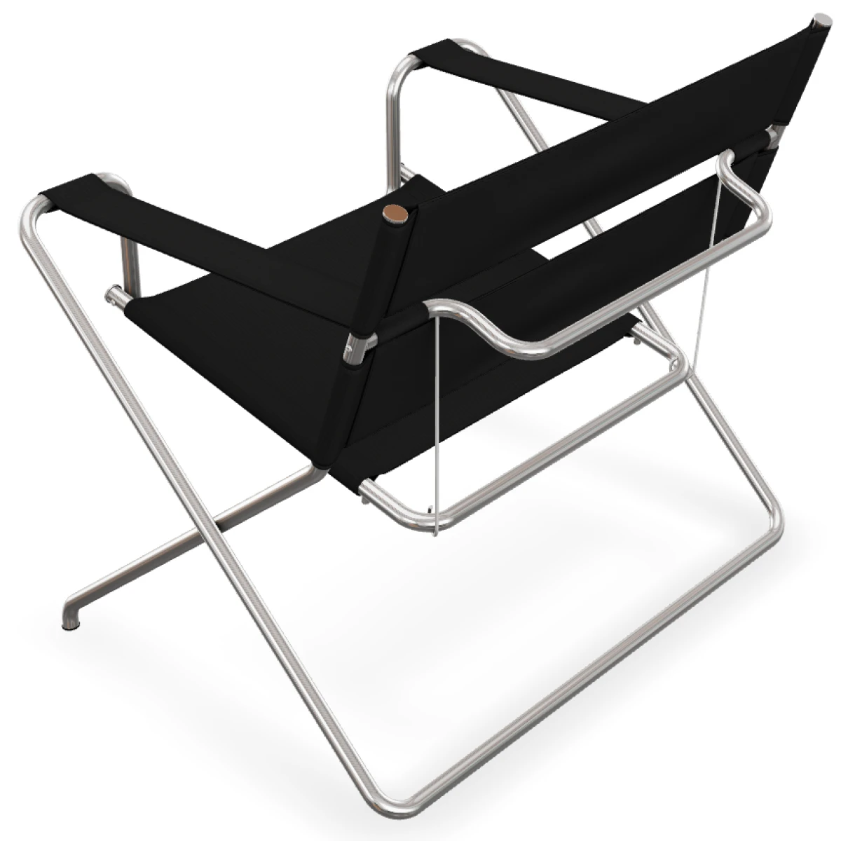 Tecta D4 faltbarer Sessel mit schwarzen Bauhaus Gurten von links hinten Tecta D4 faltbarer Sessel mit schwarzen Bauhaus Gurten von links hinten