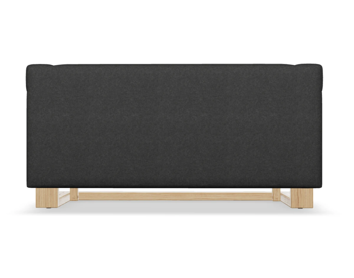 Tecta F51-2 Sofa mit Kavallerietuch Bezug anthrazit Gestell Eiche massiv Rückansicht Tecta F51-2 Sofa mit Kavallerietuch Bezug anthrazit Gestell Eiche massiv Rückansicht