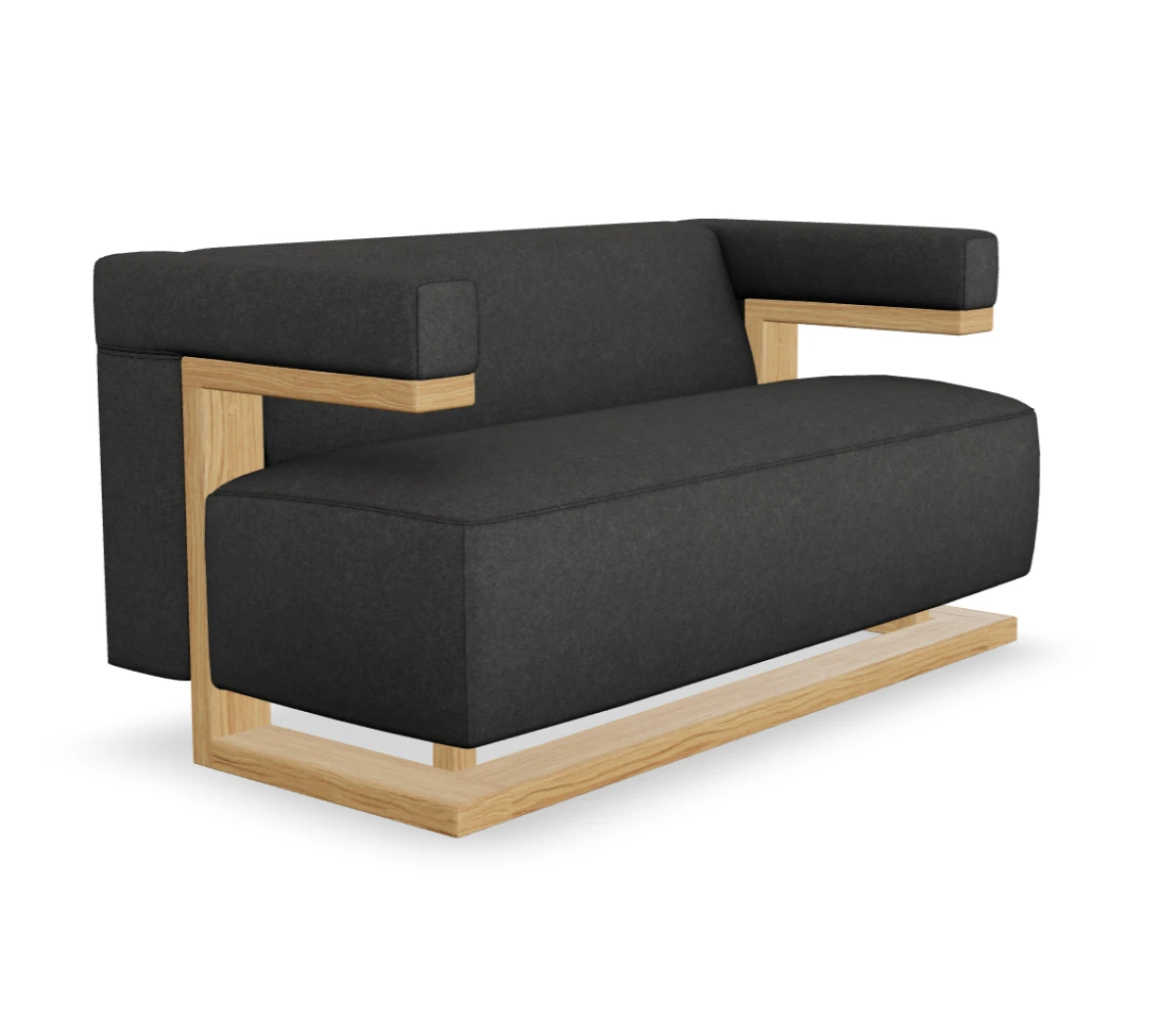Tecta F51-2 Sofa mit Kavallerietuch Bezug anthrazit Gestell Eiche massiv Tecta F51-2 Sofa mit Kavallerietuch Bezug anthrazit Gestell Eiche massiv