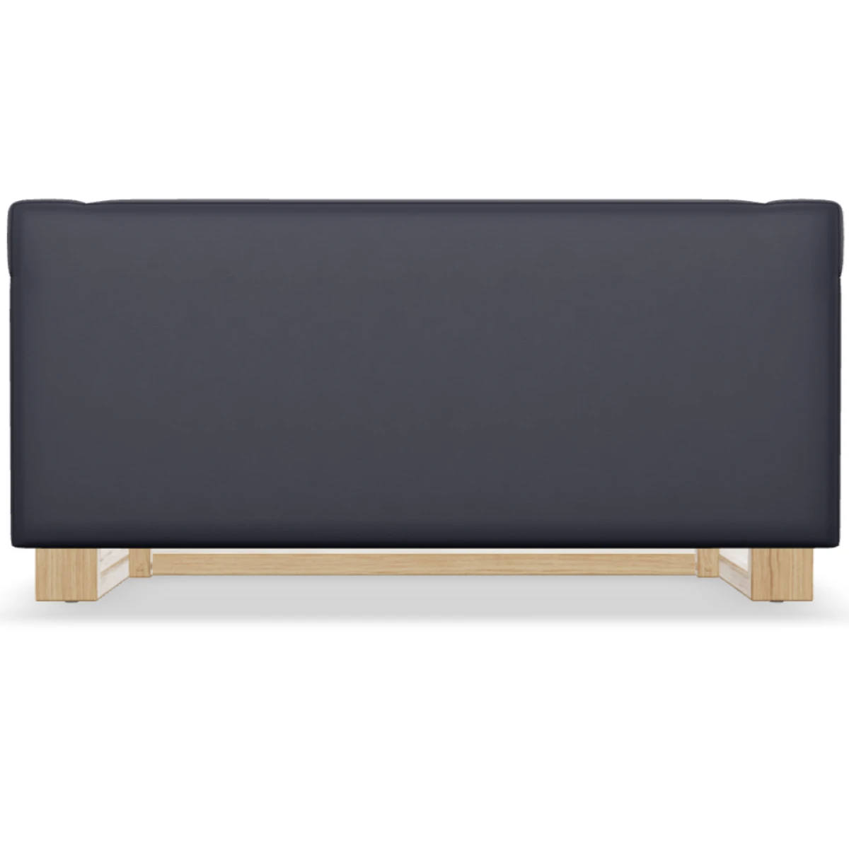 Tecta F51-2 Zweisitzer Sofa mit Lederbezug in dunkelblau und Eiiche Gestell Rückansicht Tecta F51-2 Zweisitzer Sofa mit Lederbezug in dunkelblau und Eiiche Gestell Rückansicht