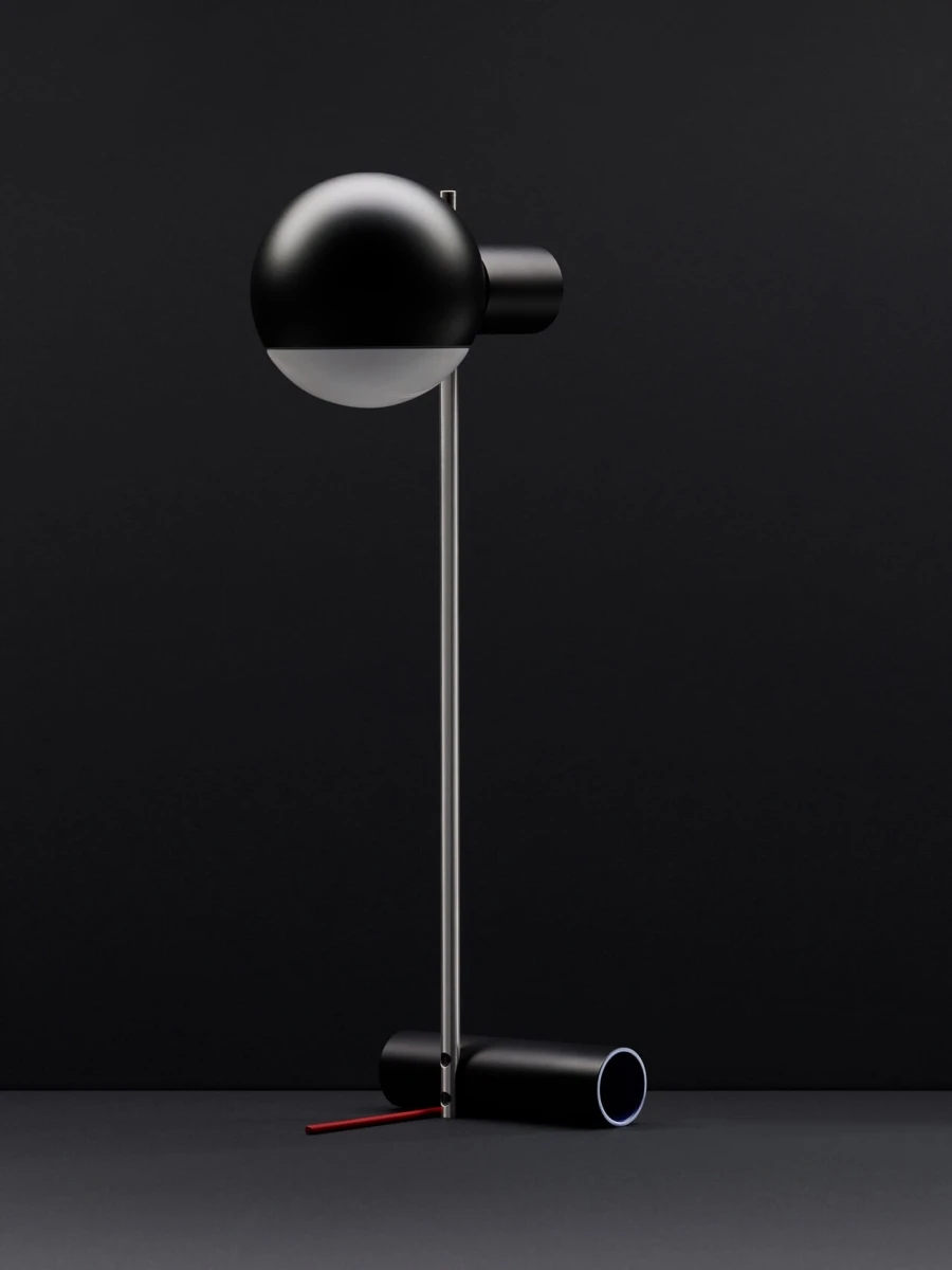 Minimalistischer Tecta Z10 Garderobenständer in Schwarz mit Cognac-Kernleder-Manschette Minimalistischer Tecta Z10 Garderobenständer in Schwarz mit Cognac-Kernleder-Manschette