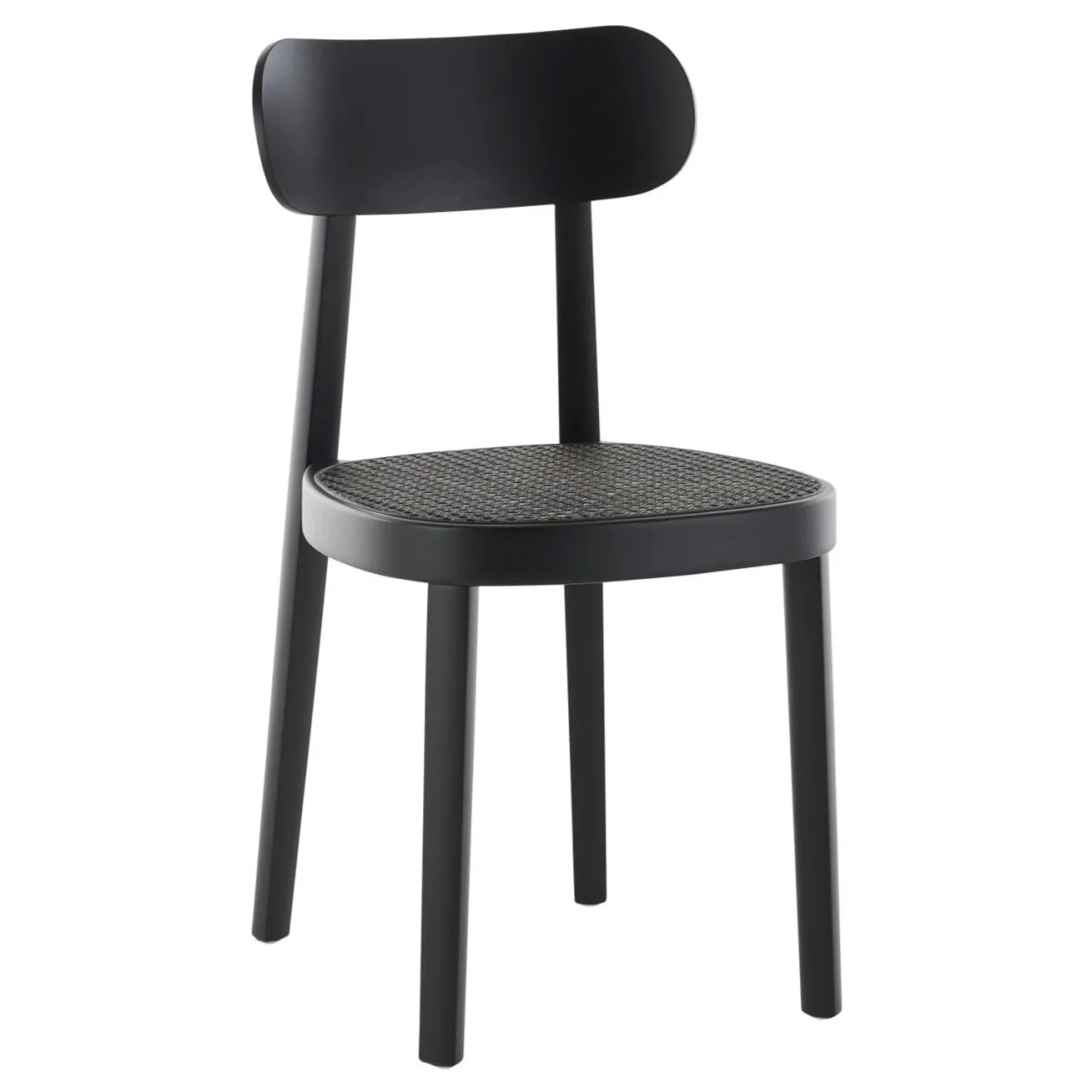 Thonet 118 Holzstuhl Schwarz mit Dark Melange Geflecht
