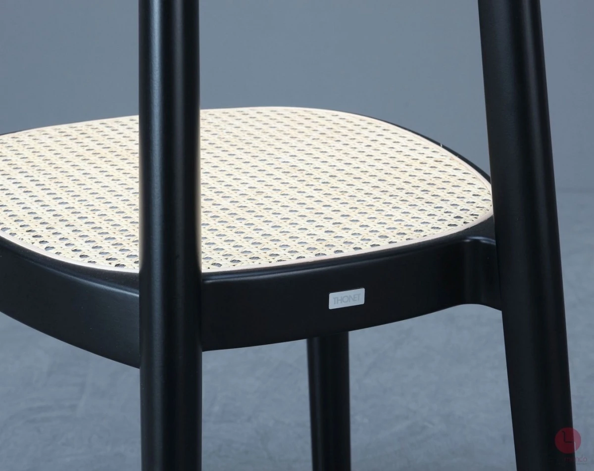 Thonet 118 Holzstuhl Schwarz mit Wiener Geflecht