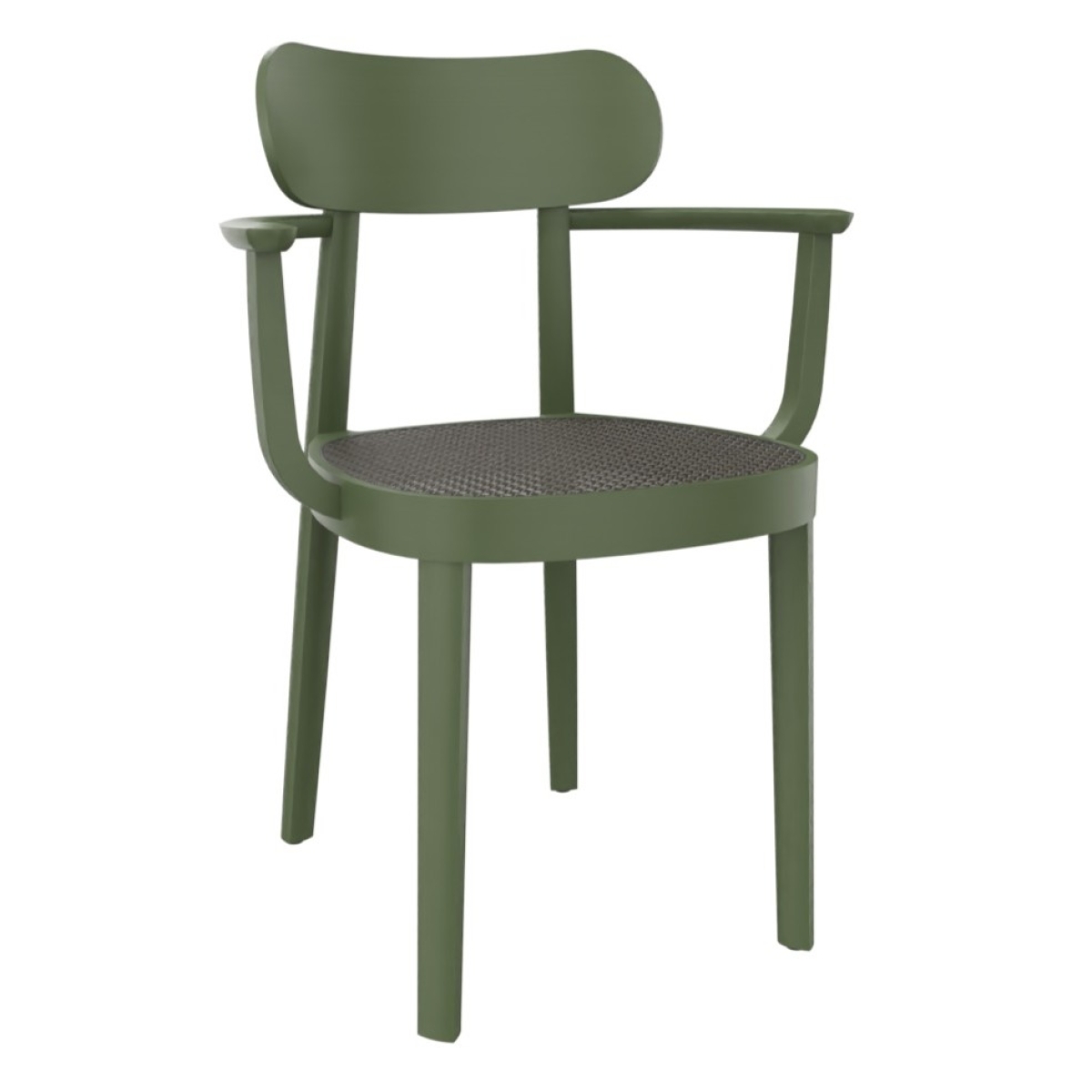 Thonet 118 F Holzstuhl mit Dark Melange Gelecht aus Buche in olivgrün gebeizt