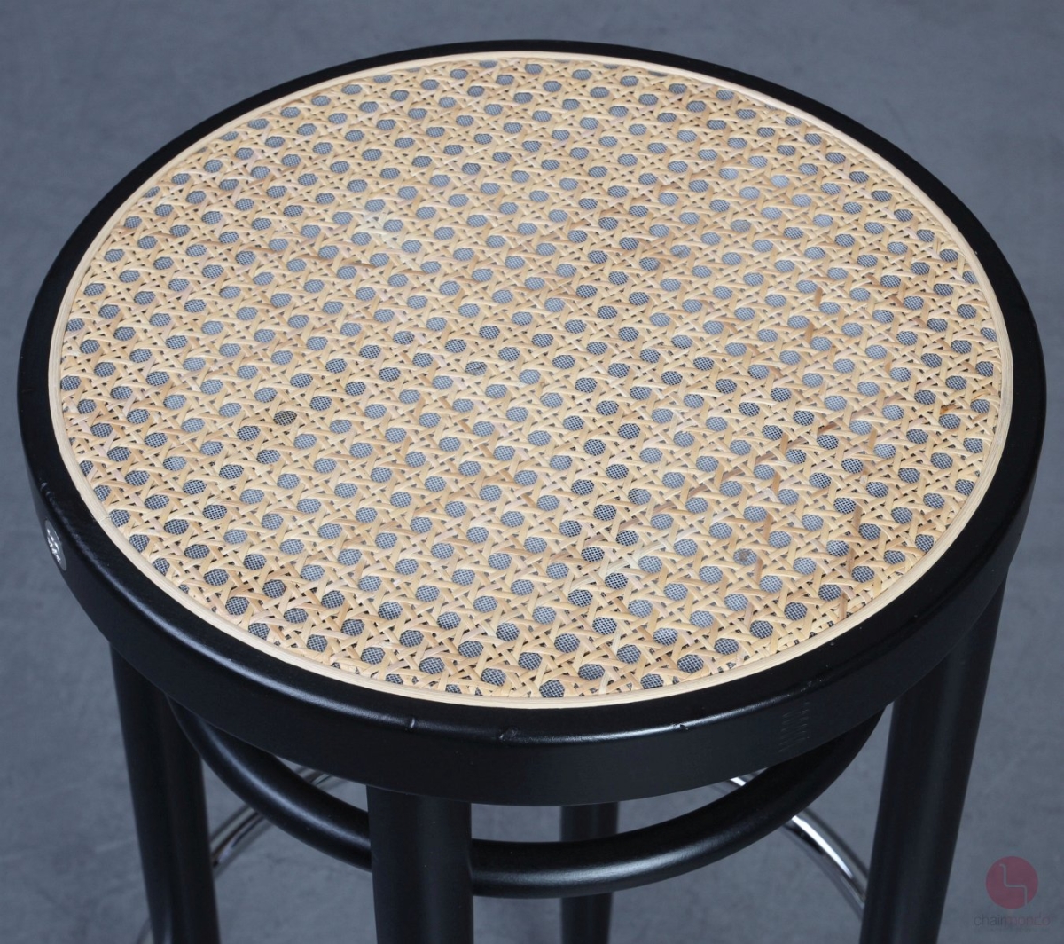 Thonet 204 RH Barhocker mit Geflecht in Schwarz gebraucht