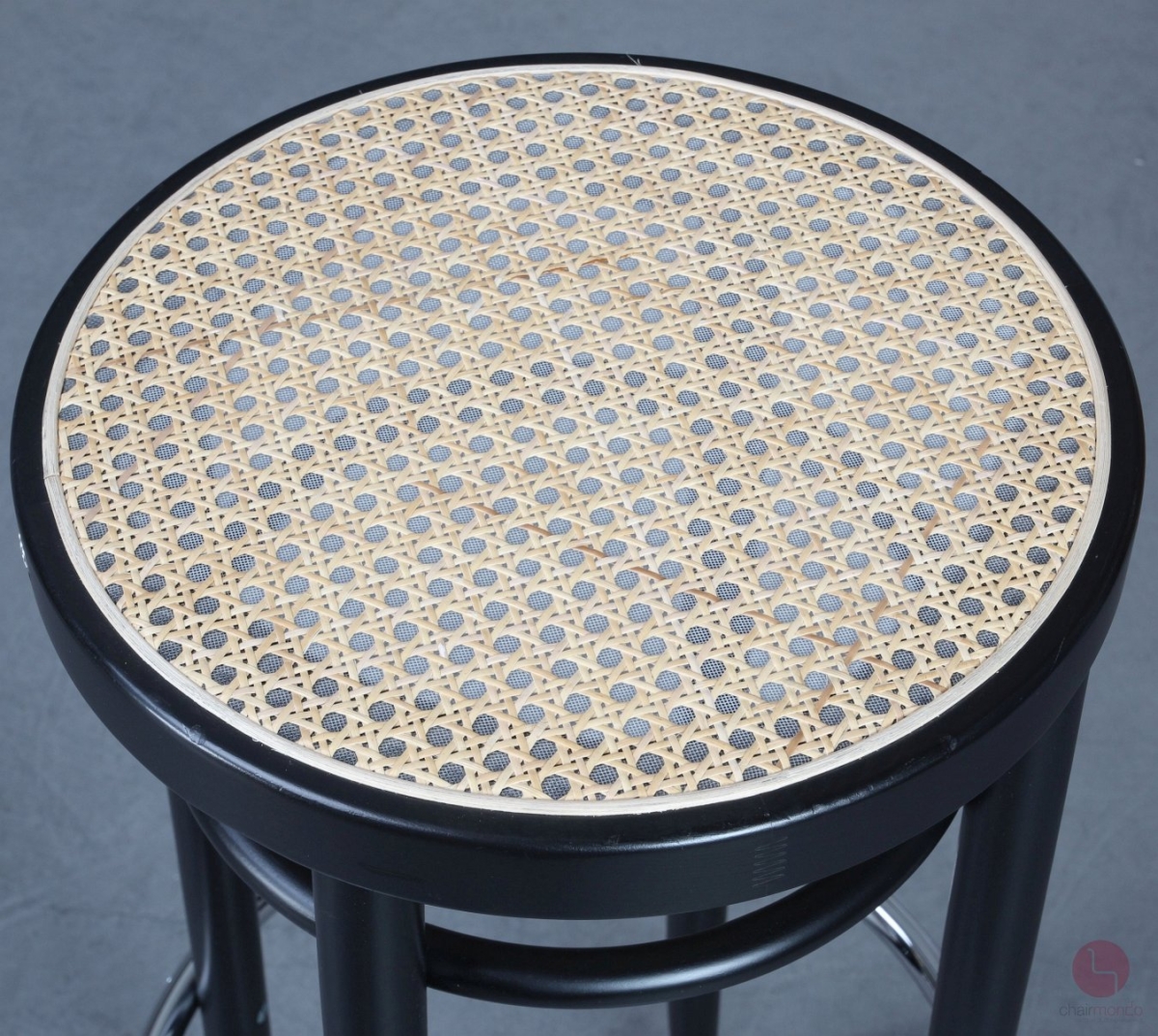 Thonet 204 RH Barhocker mit Geflecht in Schwarz gebraucht