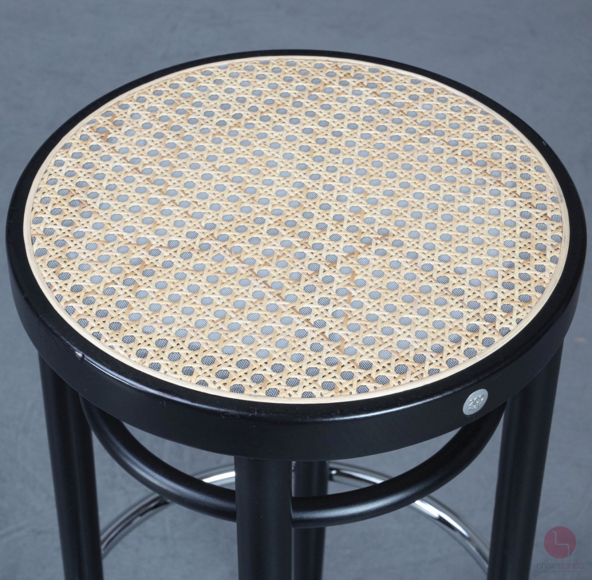 Thonet 204 RH Barhocker mit Geflecht in Schwarz gebraucht