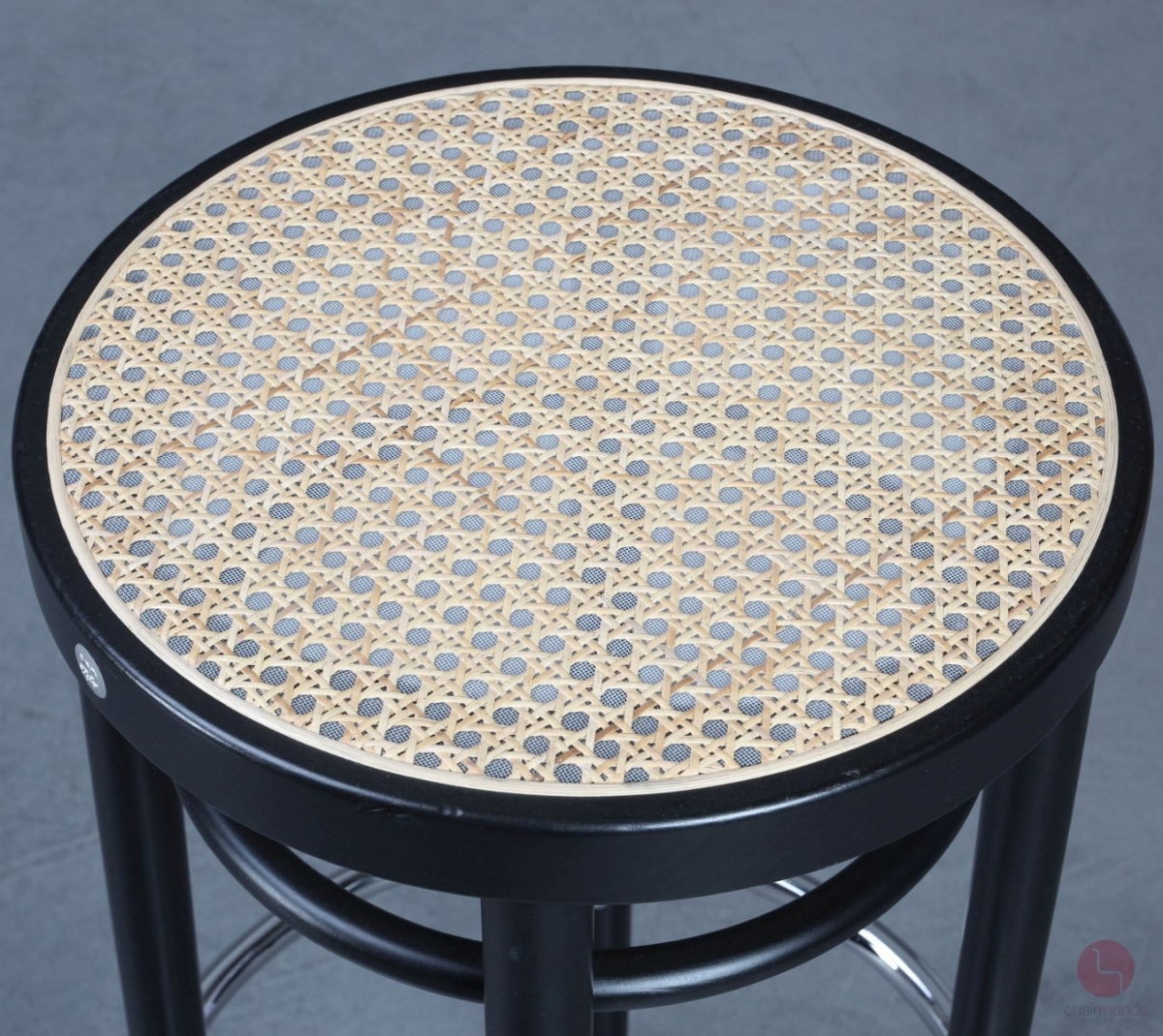 Thonet 204 RH Barhocker mit Geflecht in Schwarz gebraucht