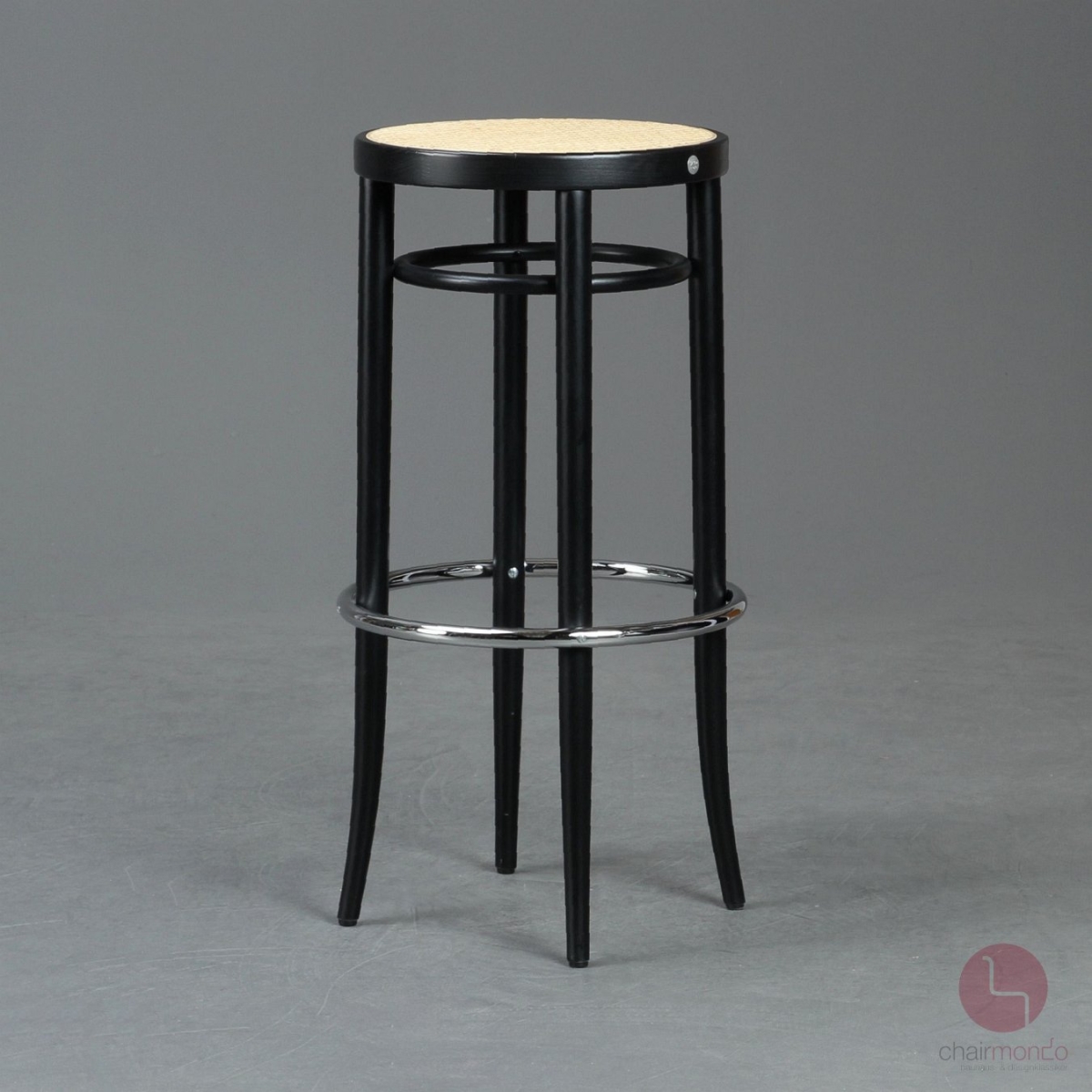 Thonet 204 RH Barhocker mit Geflecht in Schwarz gebraucht