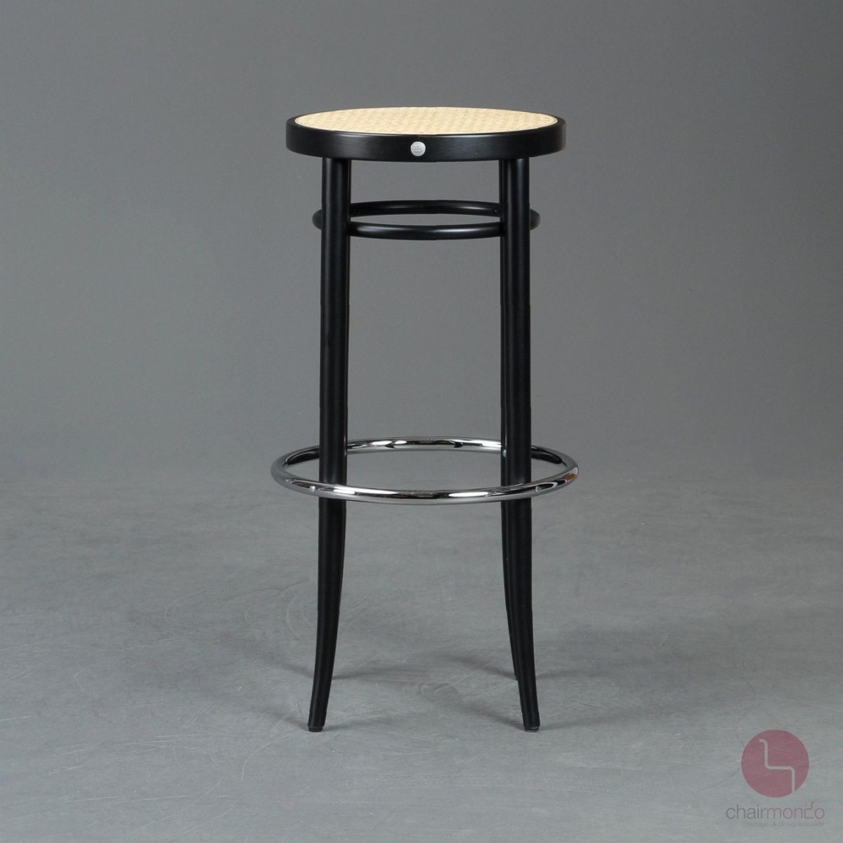 Thonet 204 RH Barhocker mit Geflecht in Schwarz gebraucht