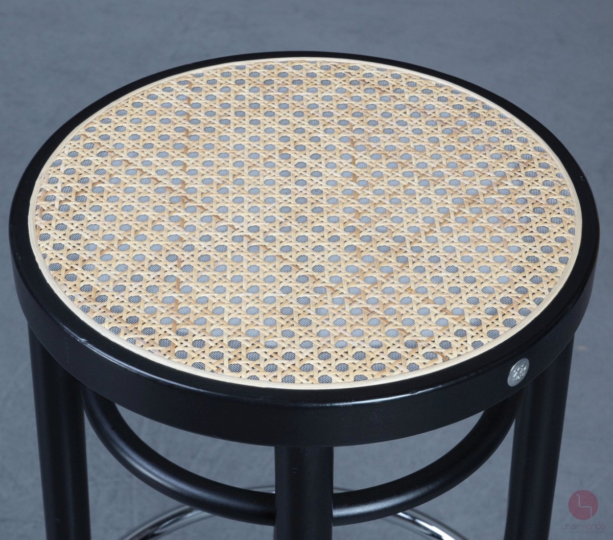 Thonet 204 RH Barhocker mit Geflecht in Schwarz gebraucht