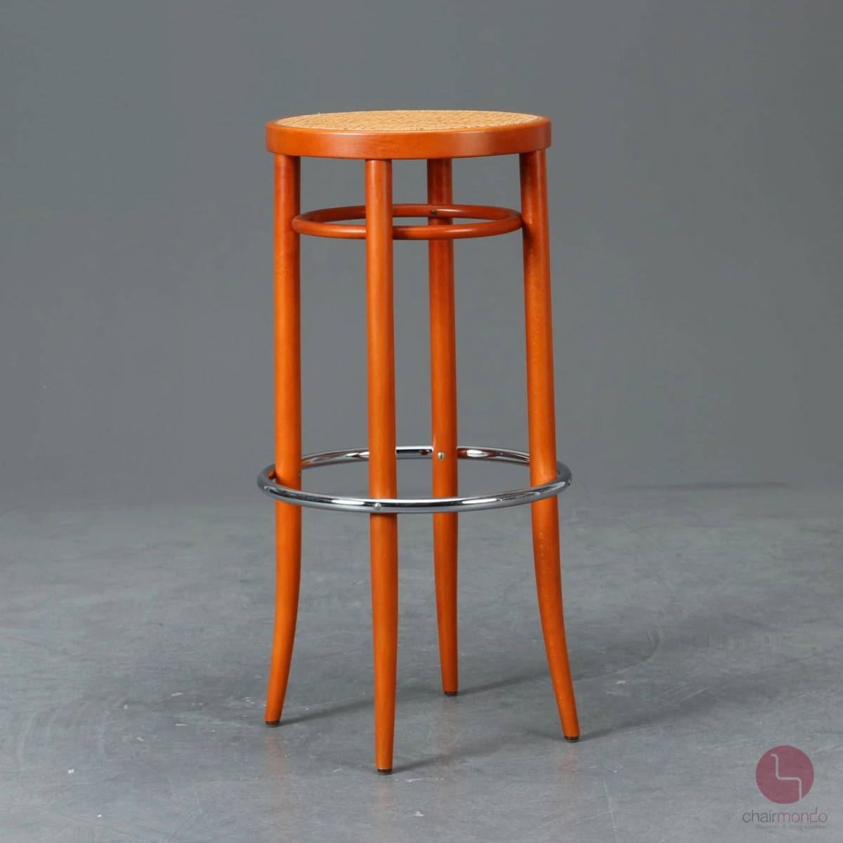 Thonet 204 RH Barhocker mit Geflecht Orange, gebraucht Thonet 204 RH Barhocker mit Geflecht Orange, gebraucht