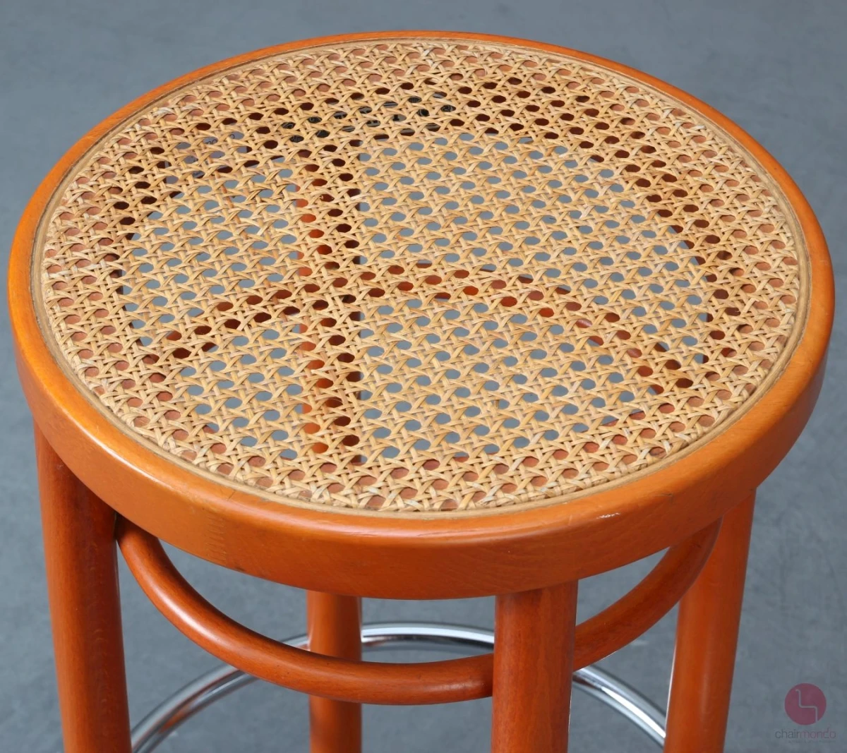 Thonet 204 RH Barhocker mit Geflecht Orange, gebraucht Thonet 204 RH Barhocker mit Geflecht Orange, gebraucht