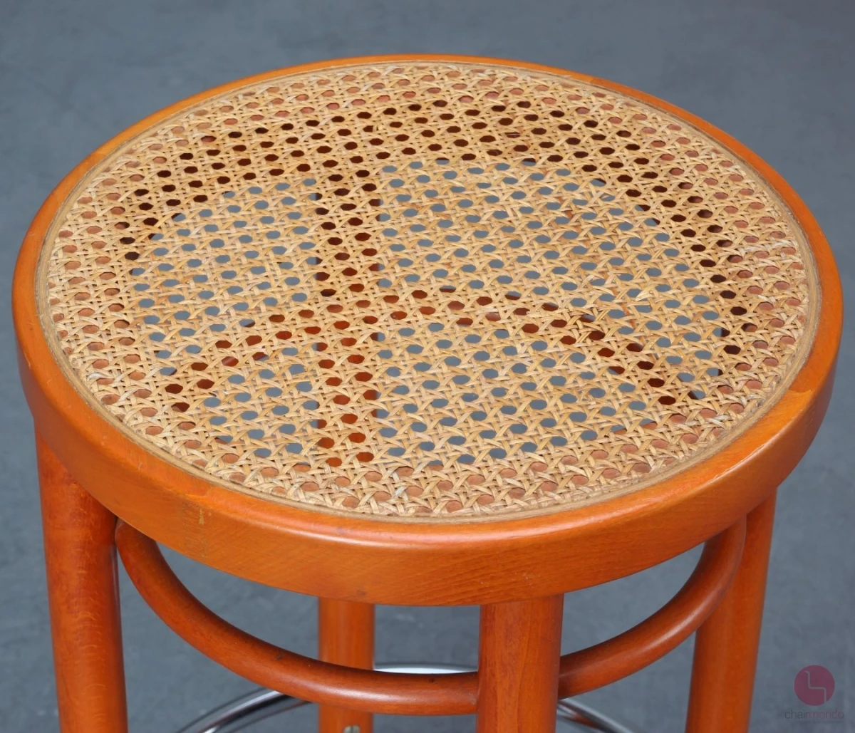 Thonet 204 RH Barhocker mit Geflecht Orange, gebraucht Thonet 204 RH Barhocker mit Geflecht Orange, gebraucht