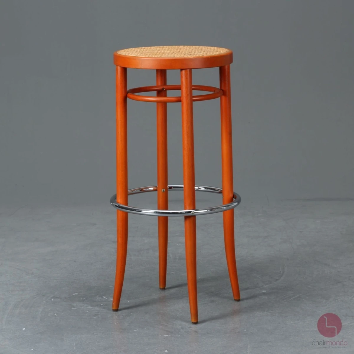 Thonet 204 RH Barhocker mit Geflecht Orange, gebraucht Thonet 204 RH Barhocker mit Geflecht Orange, gebraucht