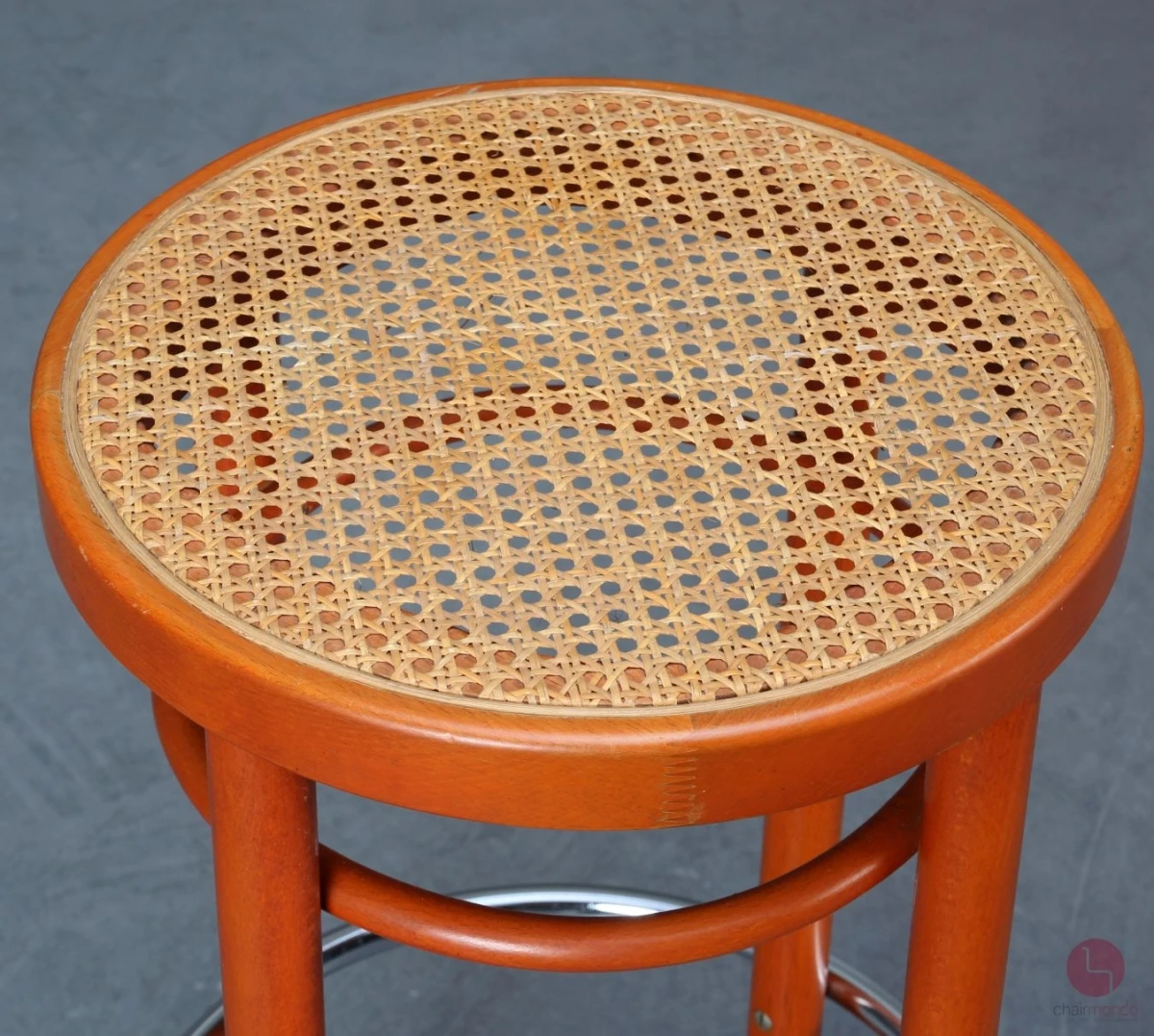 Thonet 204 RH Barhocker mit Geflecht Orange, gebraucht Thonet 204 RH Barhocker mit Geflecht Orange, gebraucht