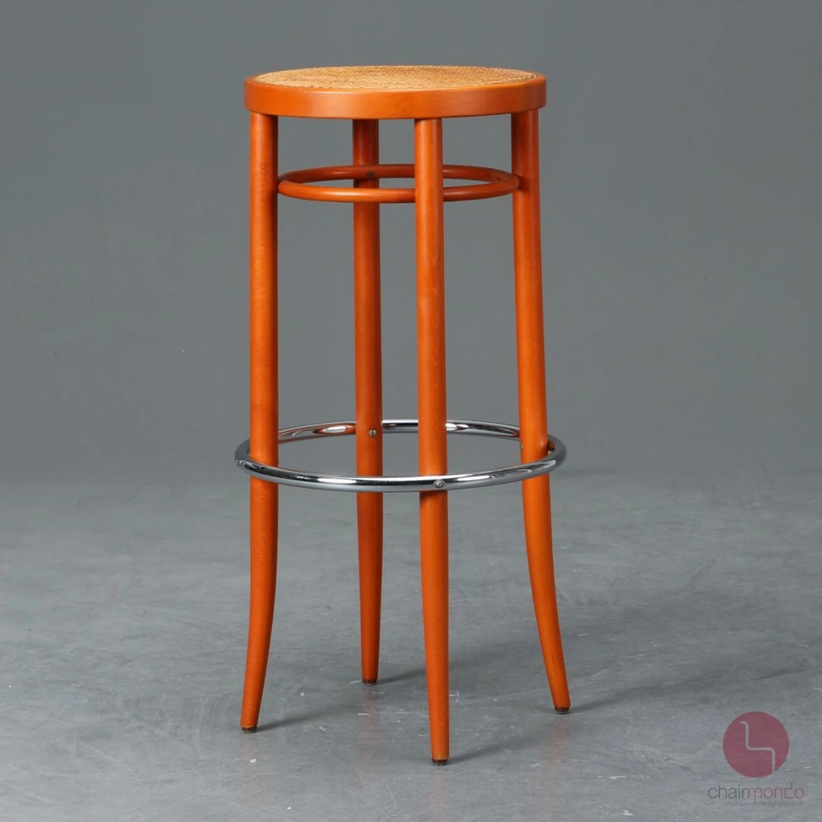 Thonet 204 RH Barhocker mit Geflecht Orange, gebraucht Thonet 204 RH Barhocker mit Geflecht Orange, gebraucht