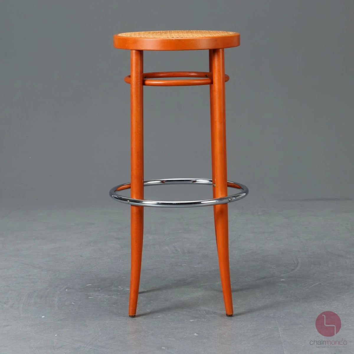 Thonet 204 RH Barhocker mit Geflecht Orange, gebraucht Thonet 204 RH Barhocker mit Geflecht Orange, gebraucht