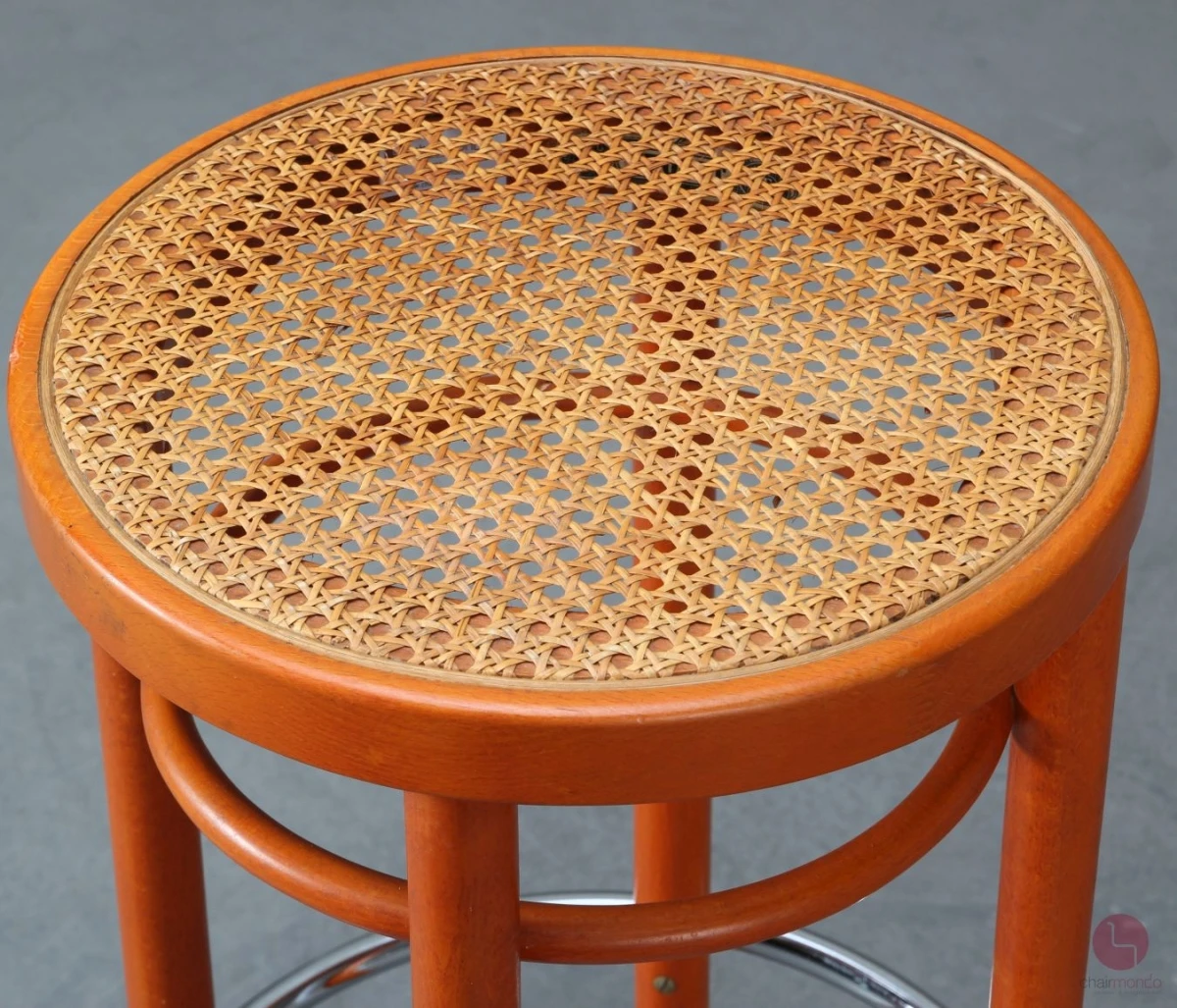 Thonet 204 RH Barhocker mit Geflecht Orange, gebraucht Thonet 204 RH Barhocker mit Geflecht Orange, gebraucht