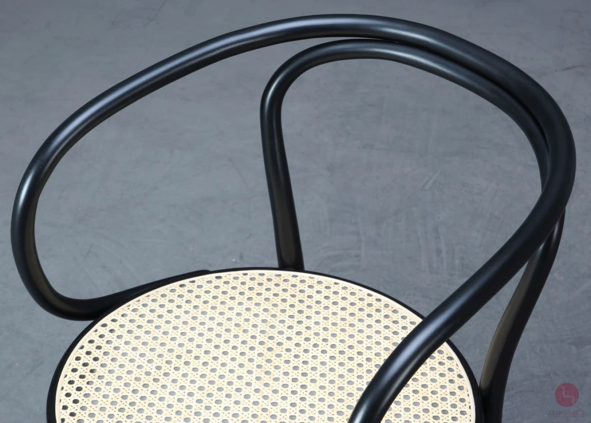 Thonet 209 Bugholzstuhl Schwarz mit neuem Geflecht + Stützgewebe Thonet 209 Bugholzstuhl Schwarz mit neuem Geflecht + Stützgewebe